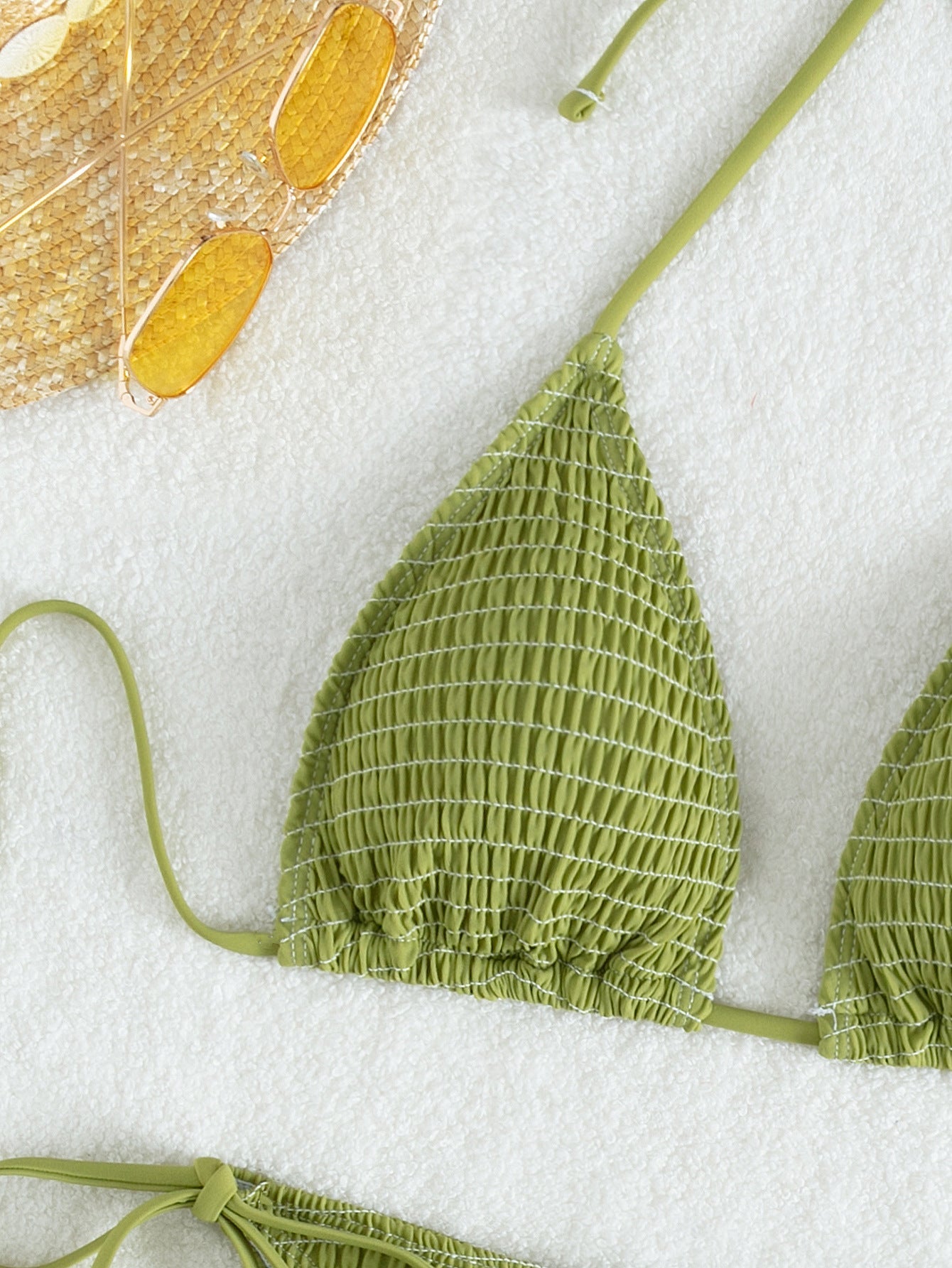 Printing Halter Spaghetti Straps Sexy Bikini Pleated Lace up Triangle Spring Split Swimsuit Bella Mia